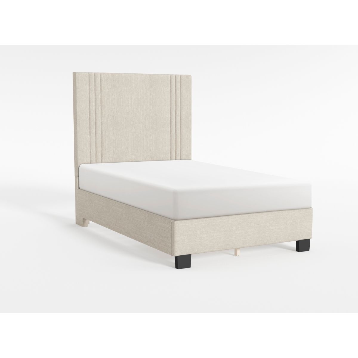 48" Light Beige Microfiber Platform Bed