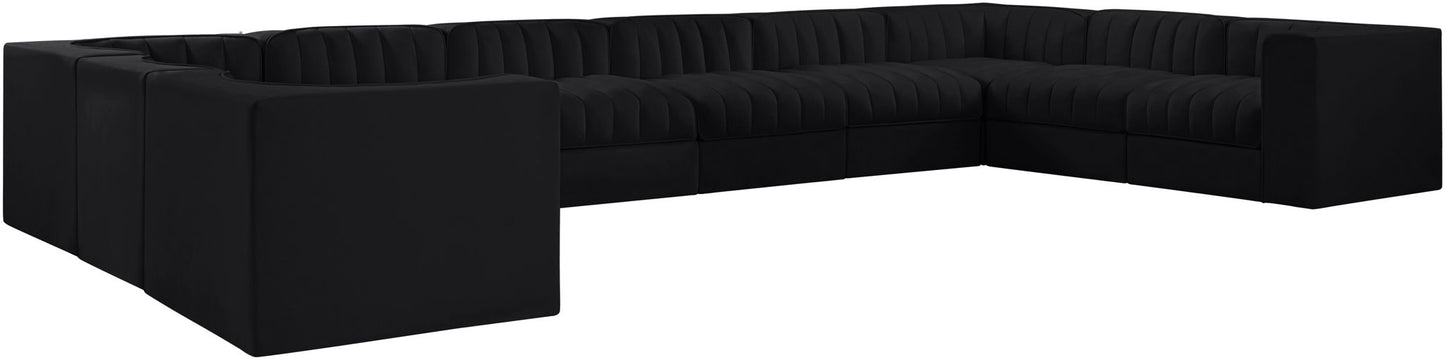 Rummi - Velvet Performance Fabric Upholstered 10 Piece Modular Sectional