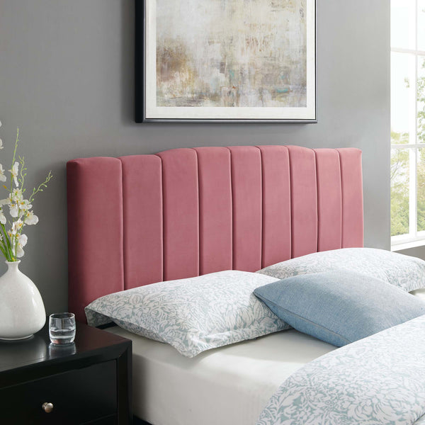Camilla Channel Tufted Performance Velvet Headboard - King/CA King, Dusty Rose