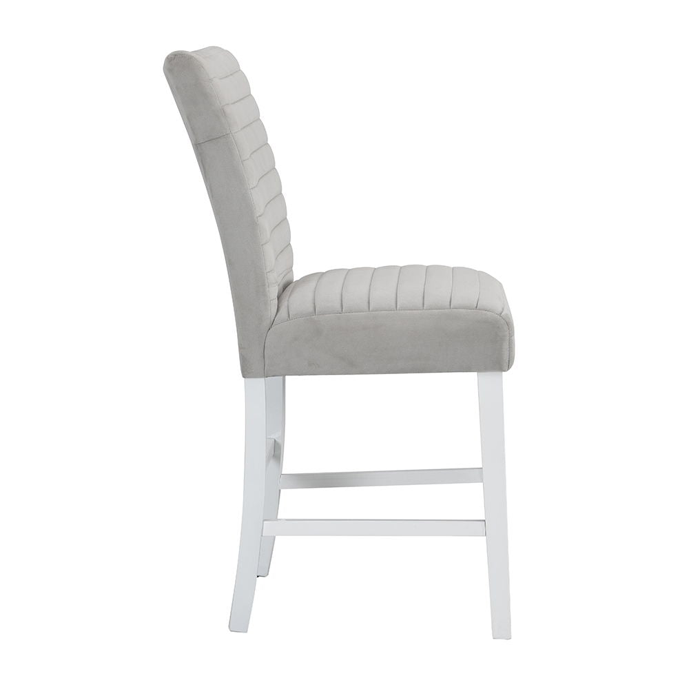 Elizaveta - Counter Height Chair (Set of 2) - Gray Velvet &White High Gloss