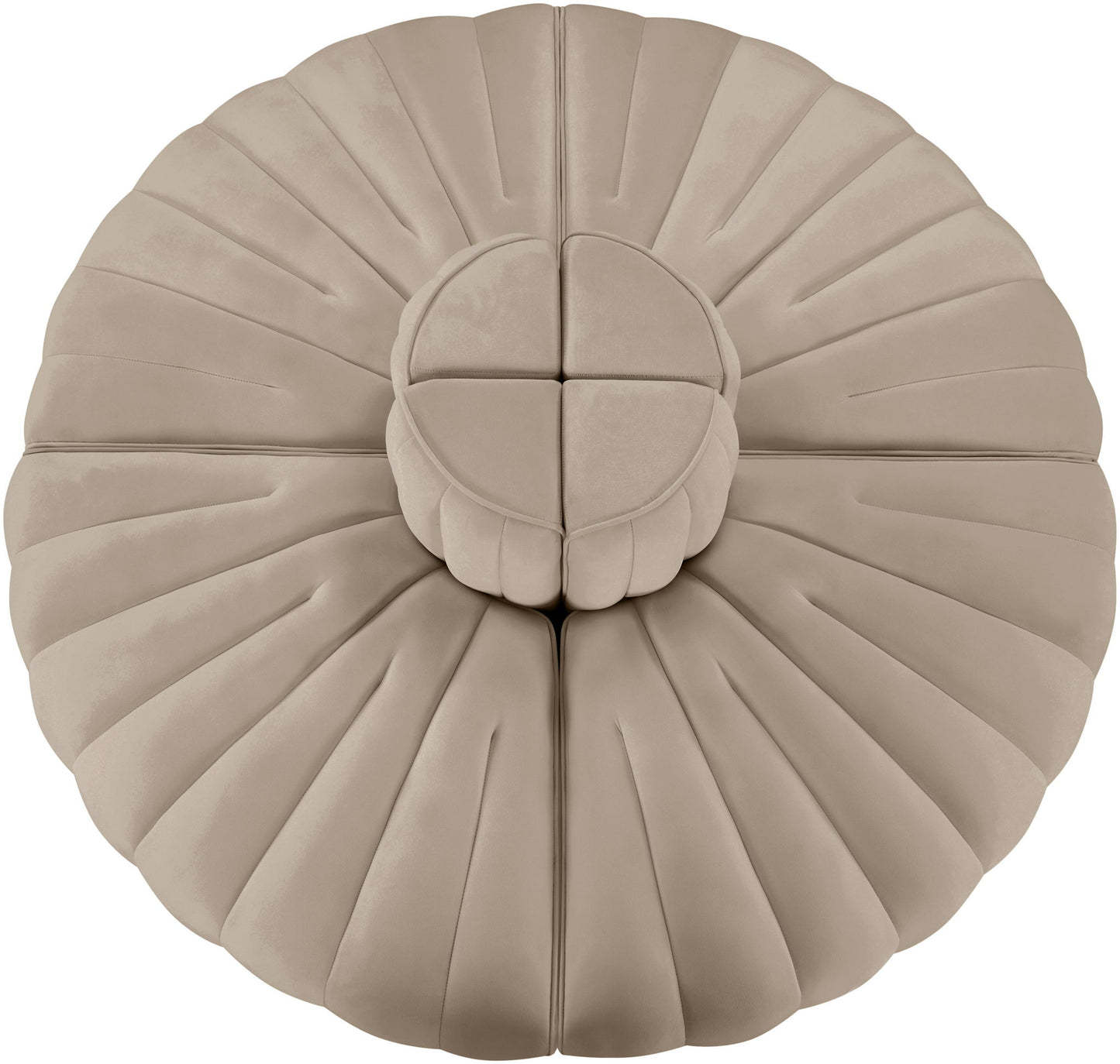 Rummi - Round Velvet Performance Fabric Upholstered 4 Piece Modular Sofa