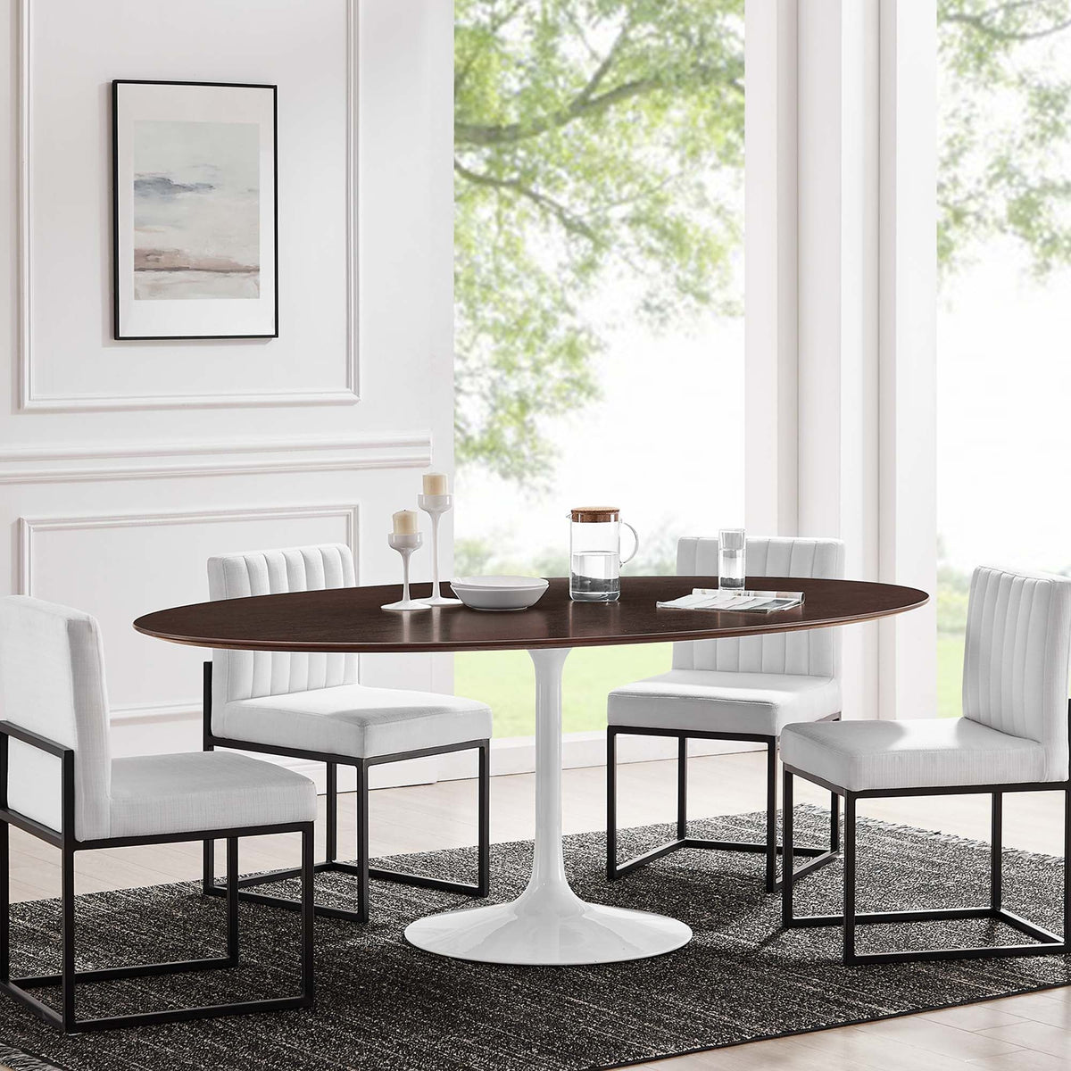 Lippa Oval Wood Dining Table - 78", White Cherry Walnut