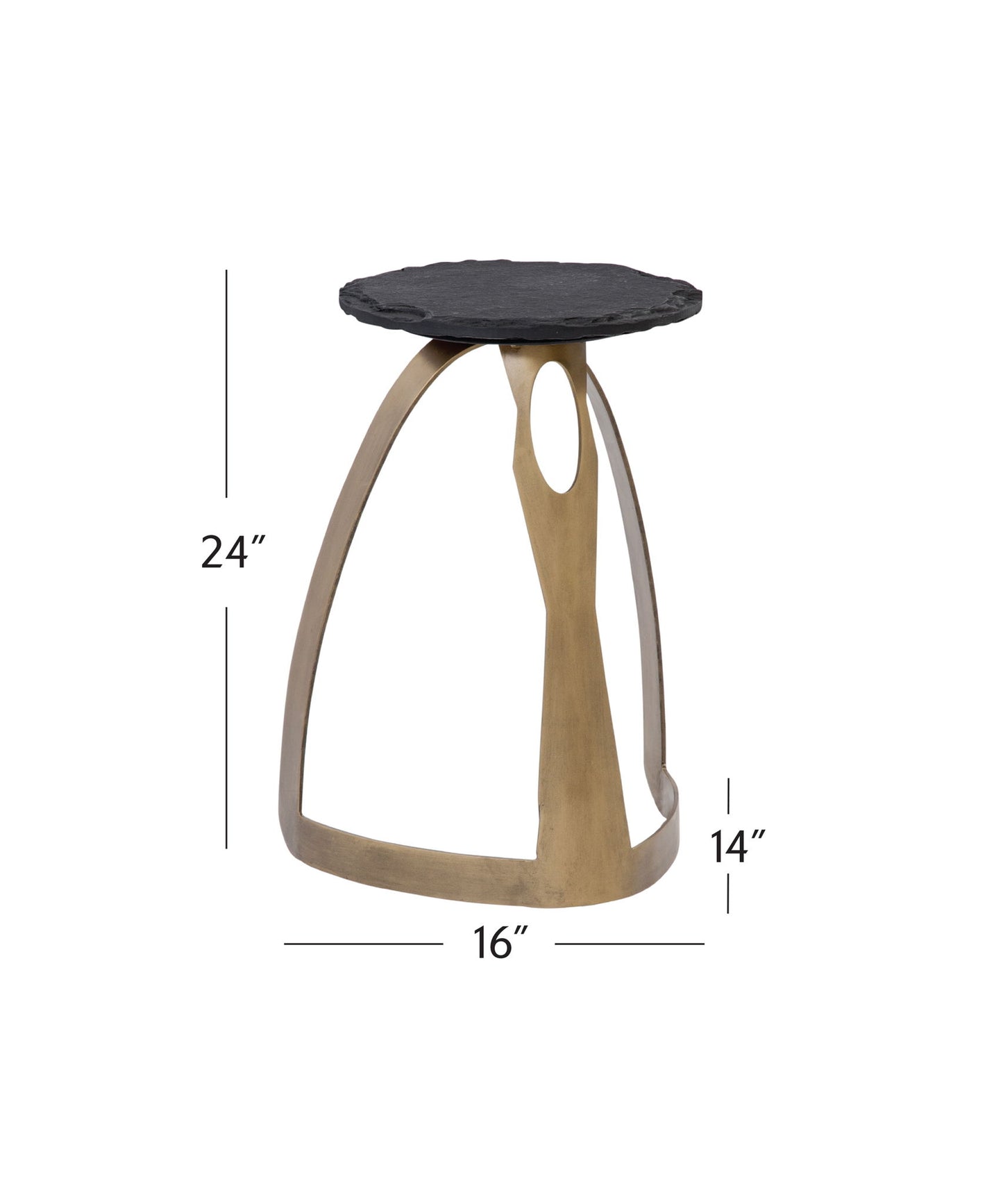 Vaughan - Accent Table - Antique Brass / Black Slate