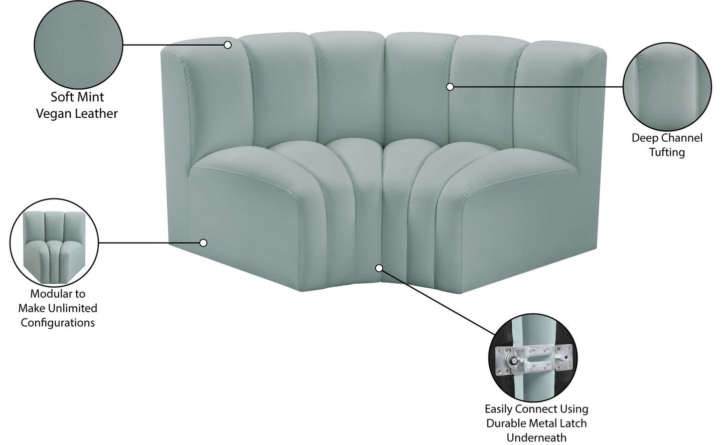 Arc - Faux Leather 2 Piece Modular Sofa