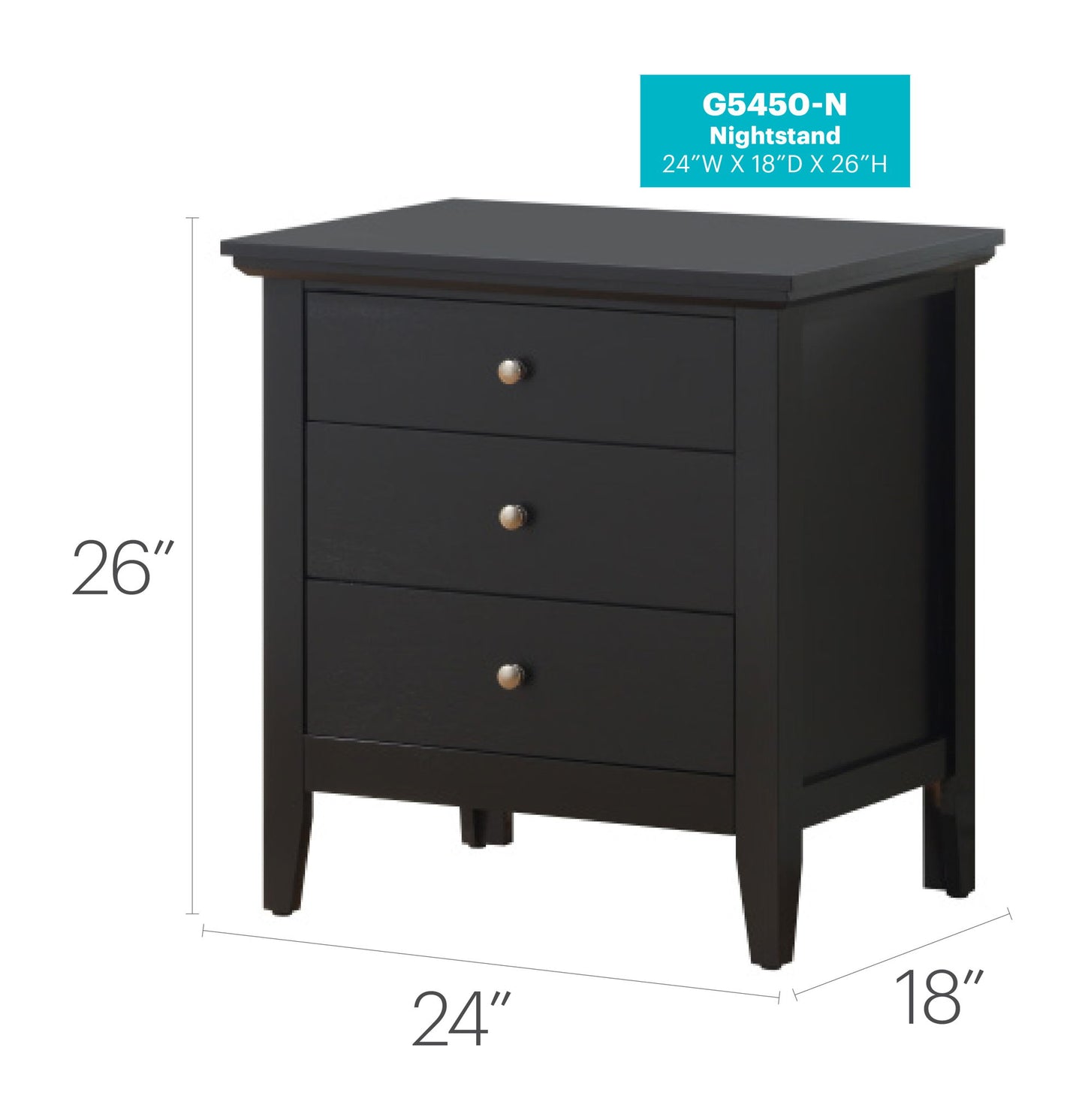 Glory Furniture - Hammond - 3 Drawer Nightstand