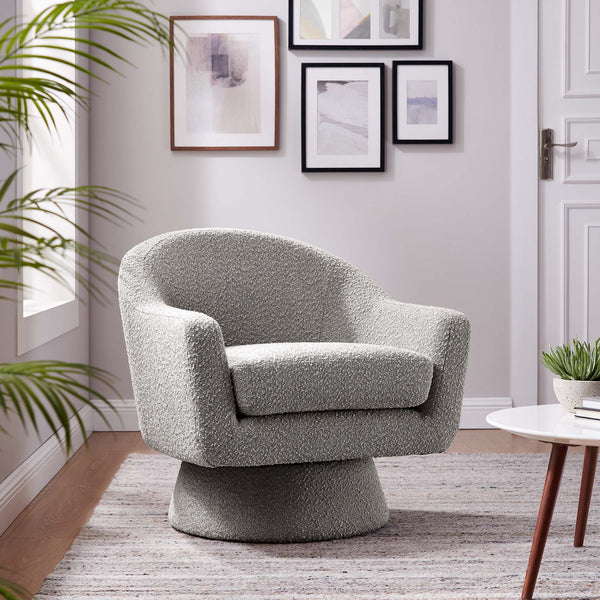 Astral Boucle Fabric Swivel Chair - Taupe