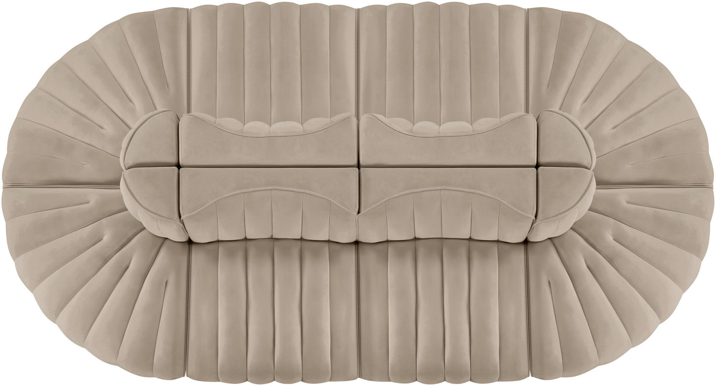 Rummi - Oval Velvet Performance Fabric Upholstered 8 Piece Modular Sectional