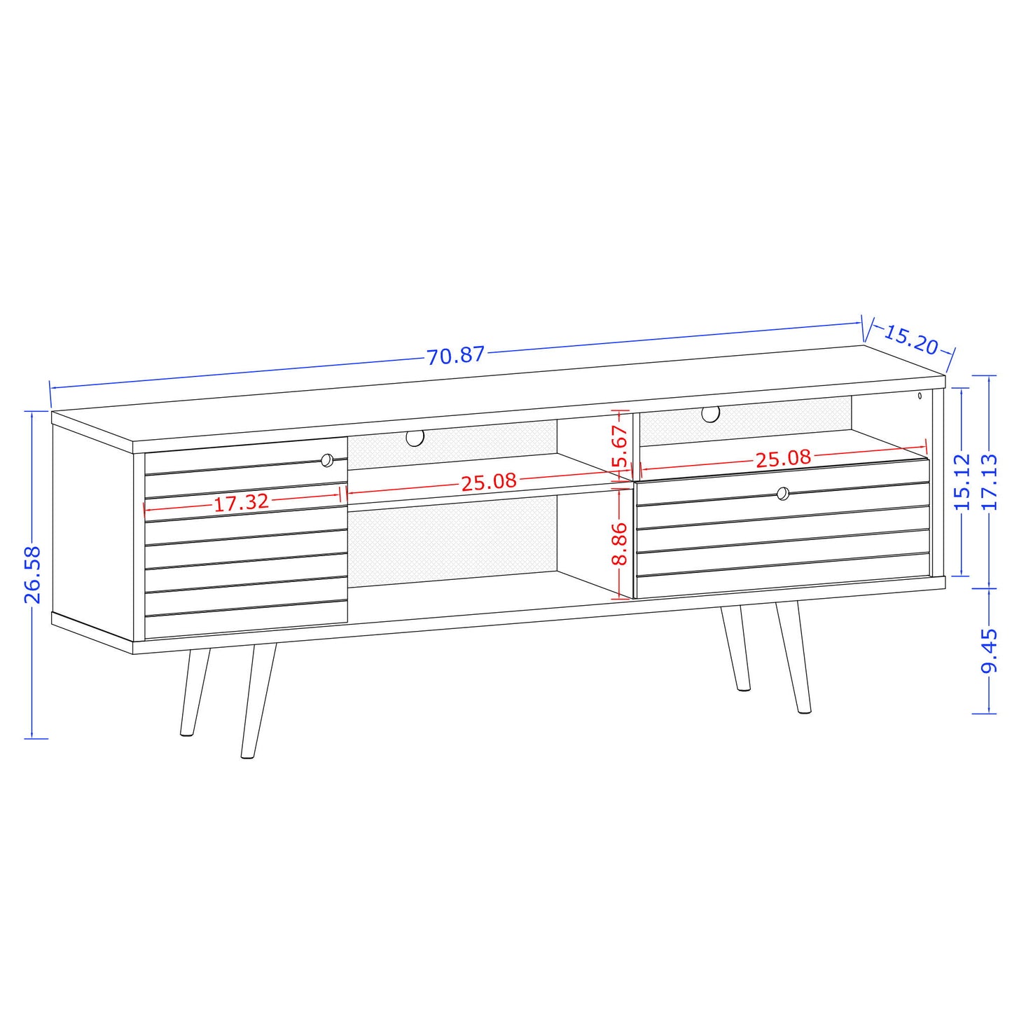 Manhattan Liberty - 71" TV Stand With White Frame