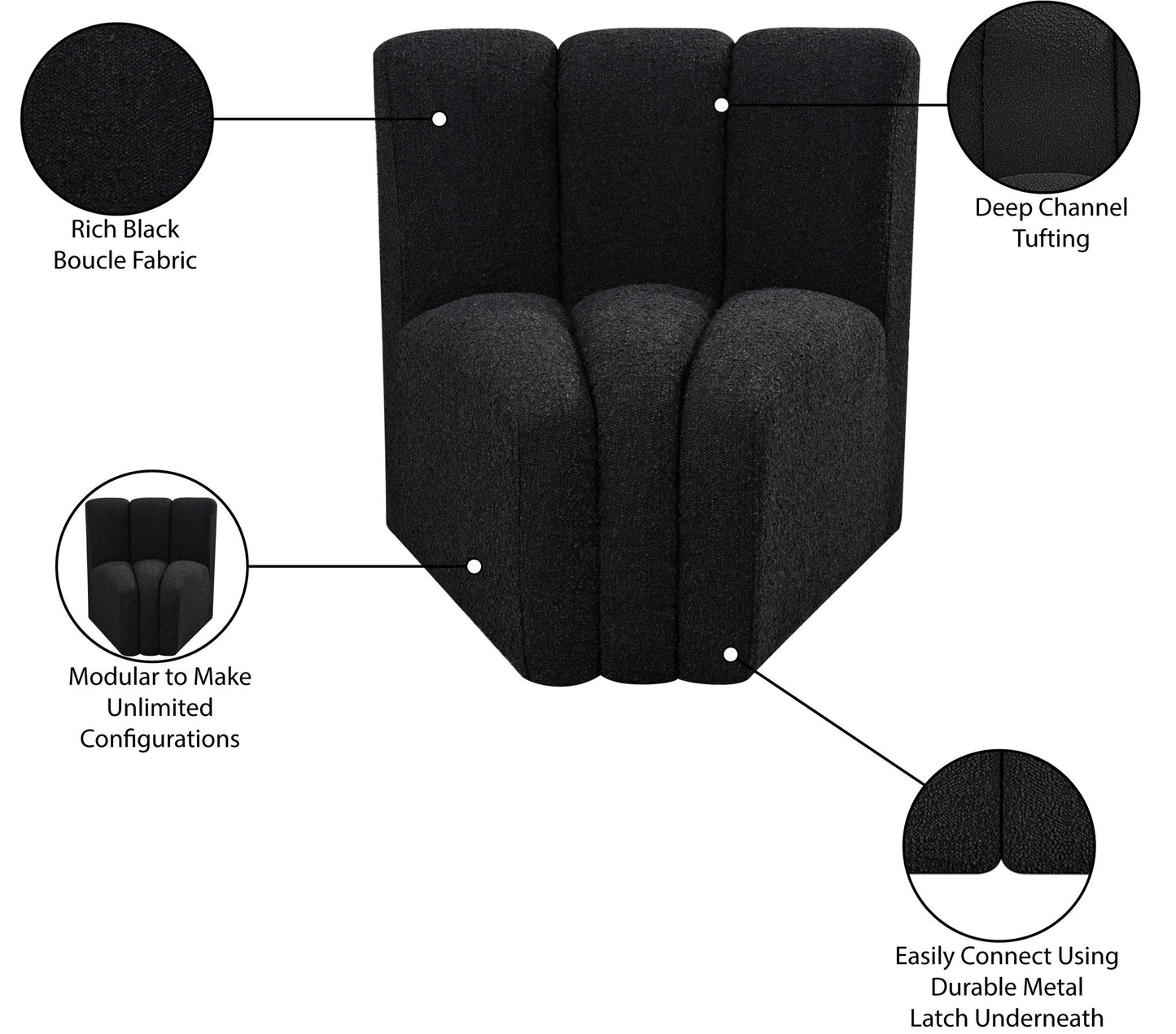 Arc - Boucle Fabric Curved Corner Chair