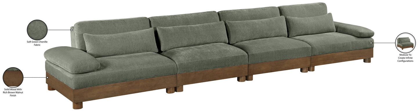 Turin - Chenille Fabric Upholstered Modular Sectional - Green