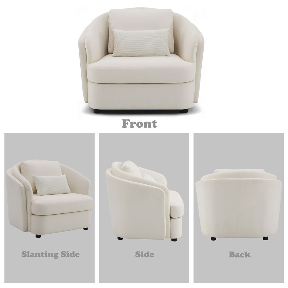 Mariko - Chair With Pillow - Beige Linen
