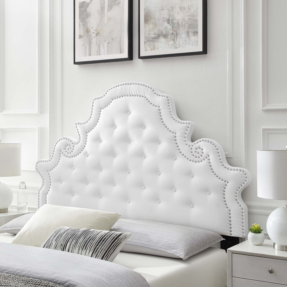 Diana Tufted Performance Velvet Headboard - Full/Queen, White