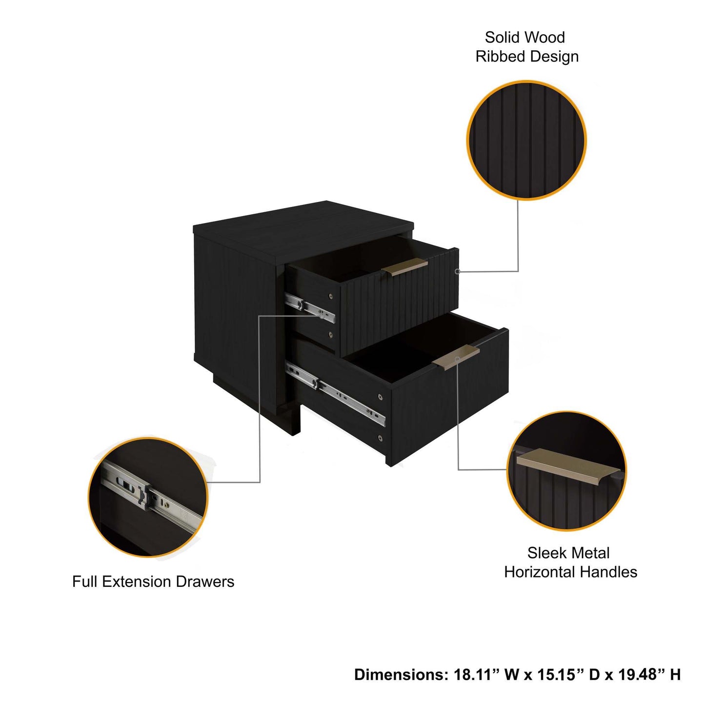 Manhattan Granville - 2-Drawer Nightstand