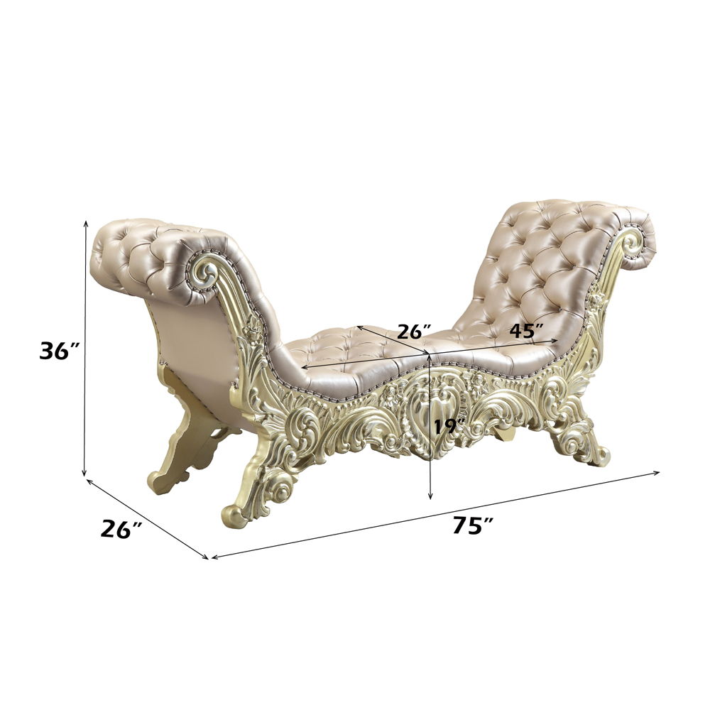Vatican - Bench - Synthetic Leather, Light Gold & Champagne Silver