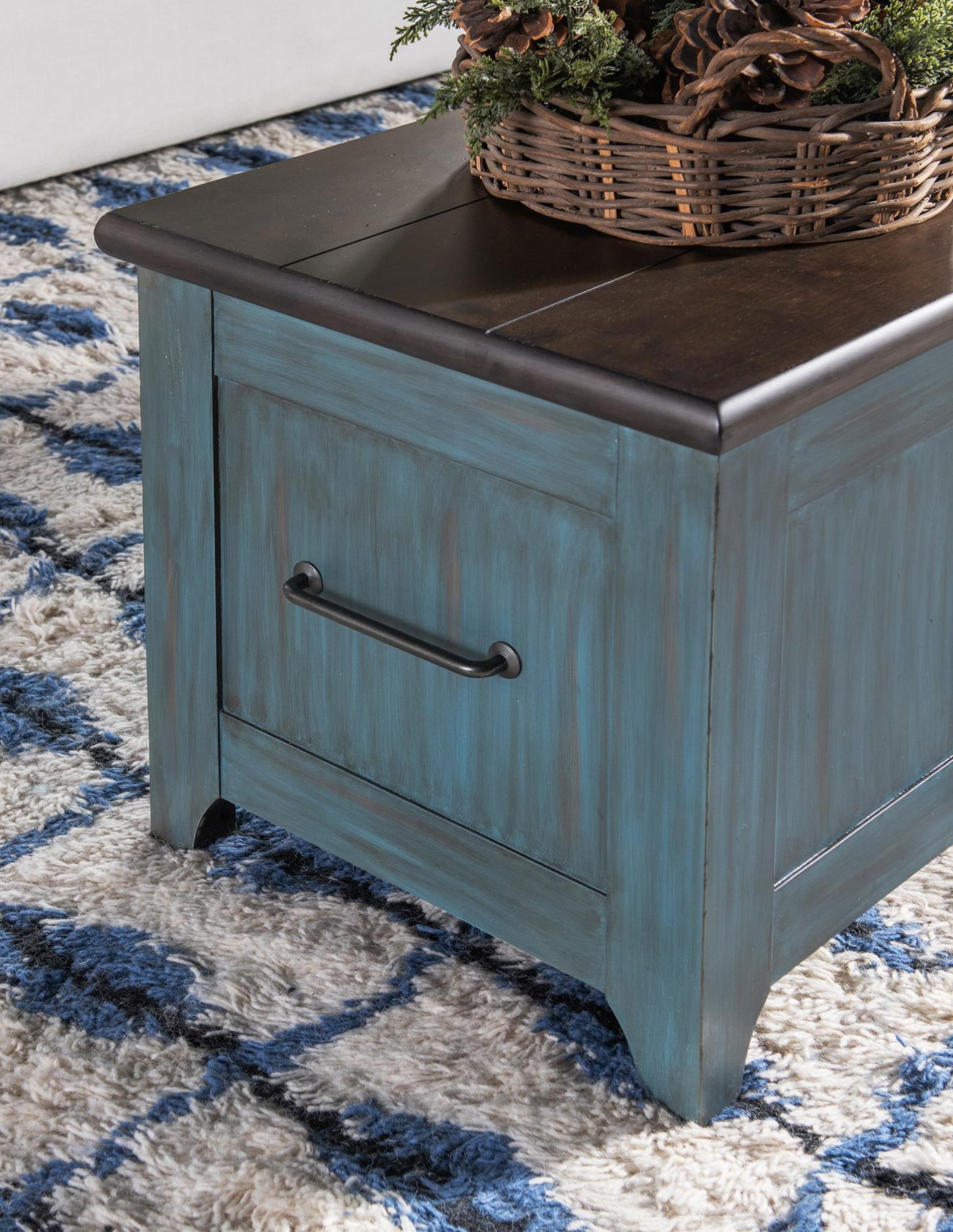 Lake House - Sliding Top Cocktail Table - Sea Glass And Dried Tobacco