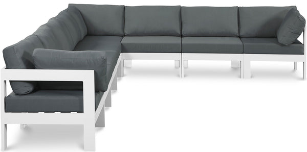 Nizuc - Outdoor Patio 8 Piece Modular Sectional With White Frame