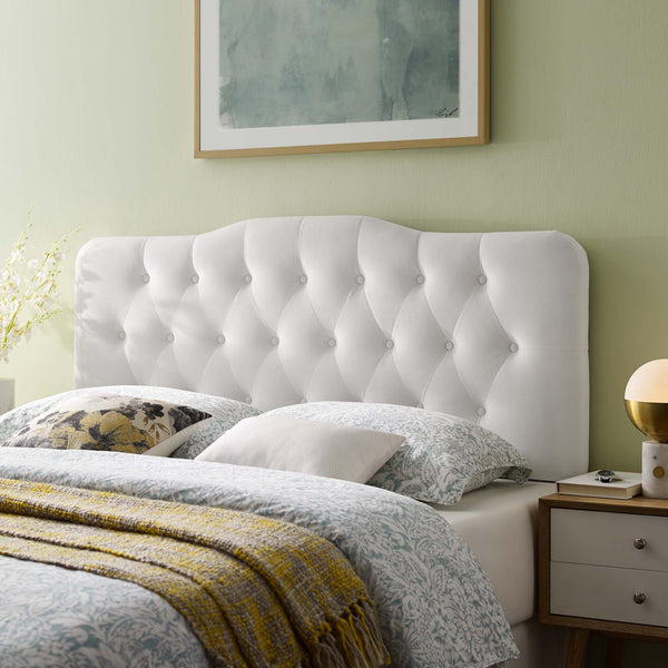 Annabel Diamond Tufted Performance Velvet Headboard - King, White