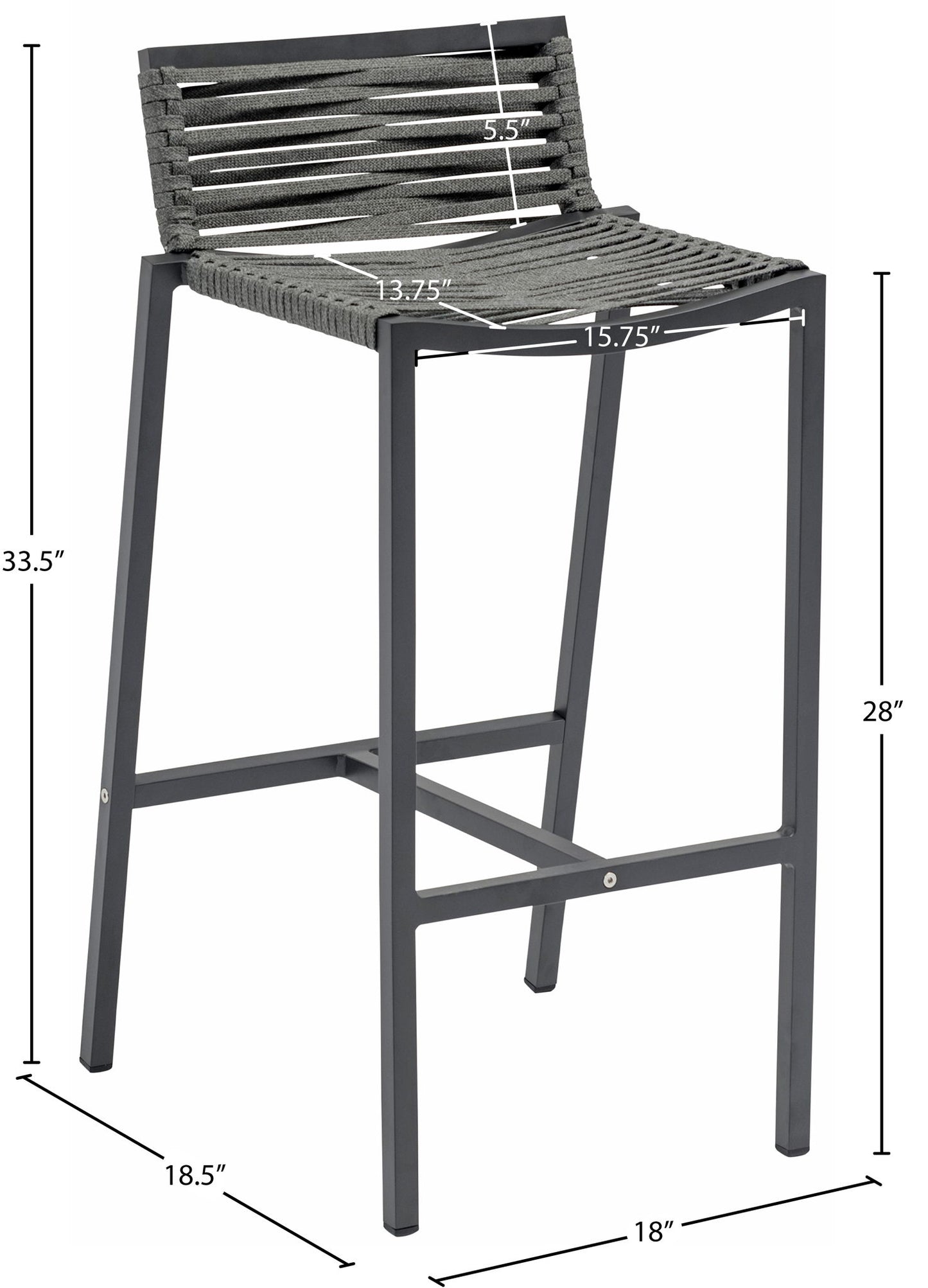 Maldives - Rope Outdoor Patio Bar Stool (Set of 2)