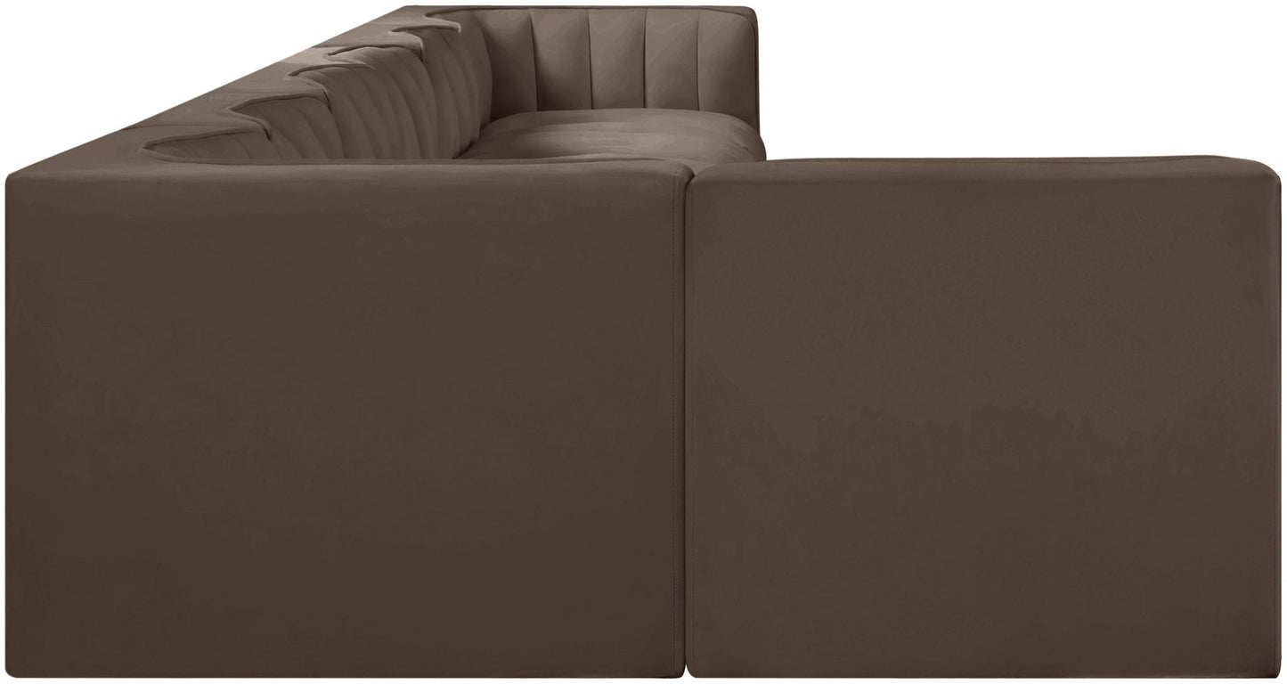 Rummi - Velvet Performance Fabric Upholstered 7 Piece Modular Sectional, L-Shaped (Right)