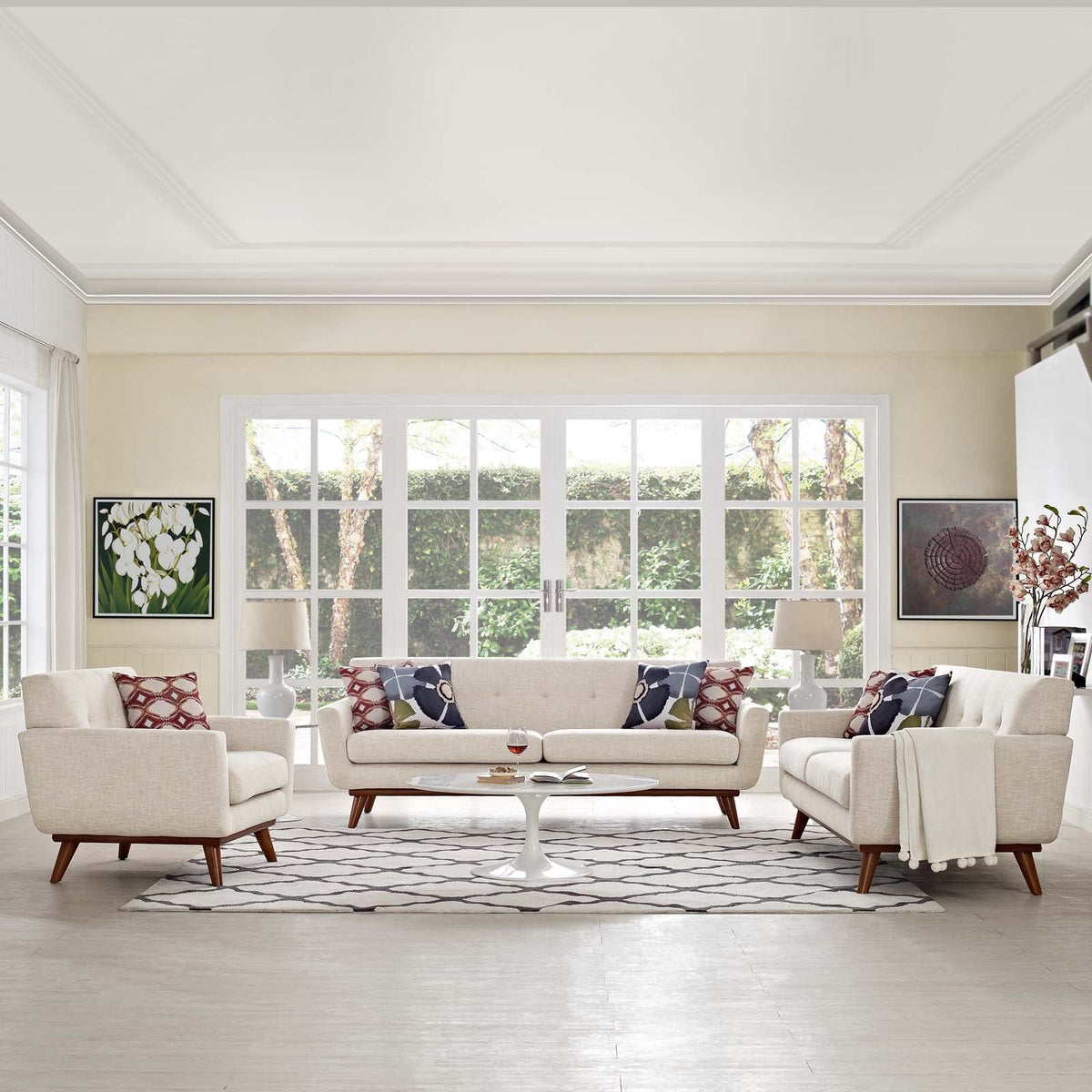 Engage Sofa Loveseat and Armchair Set of 3 - Beige