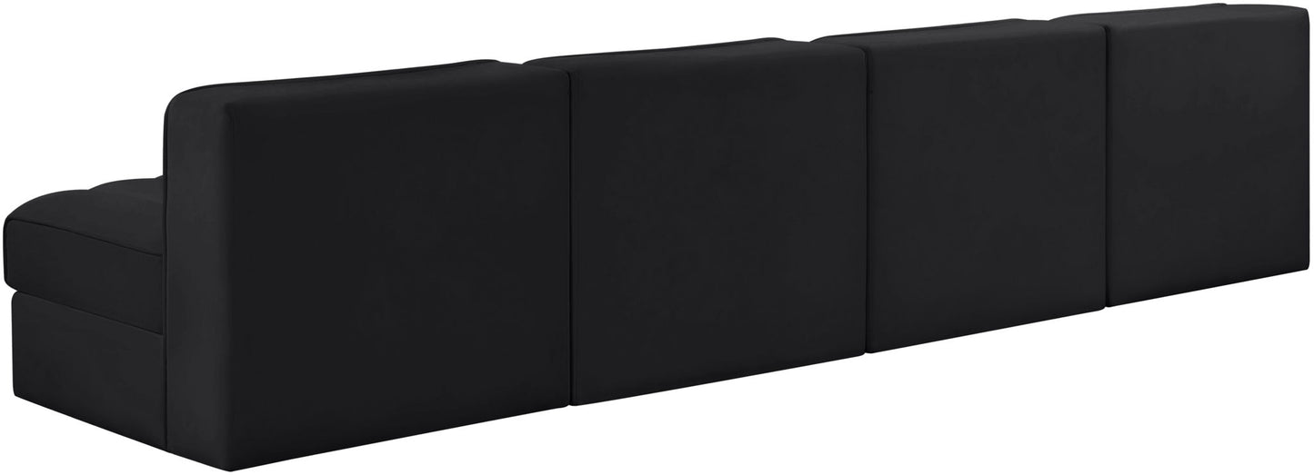 Rummi - Armless Velvet Performance Fabric Upholstered 4 Piece Modular Sofa