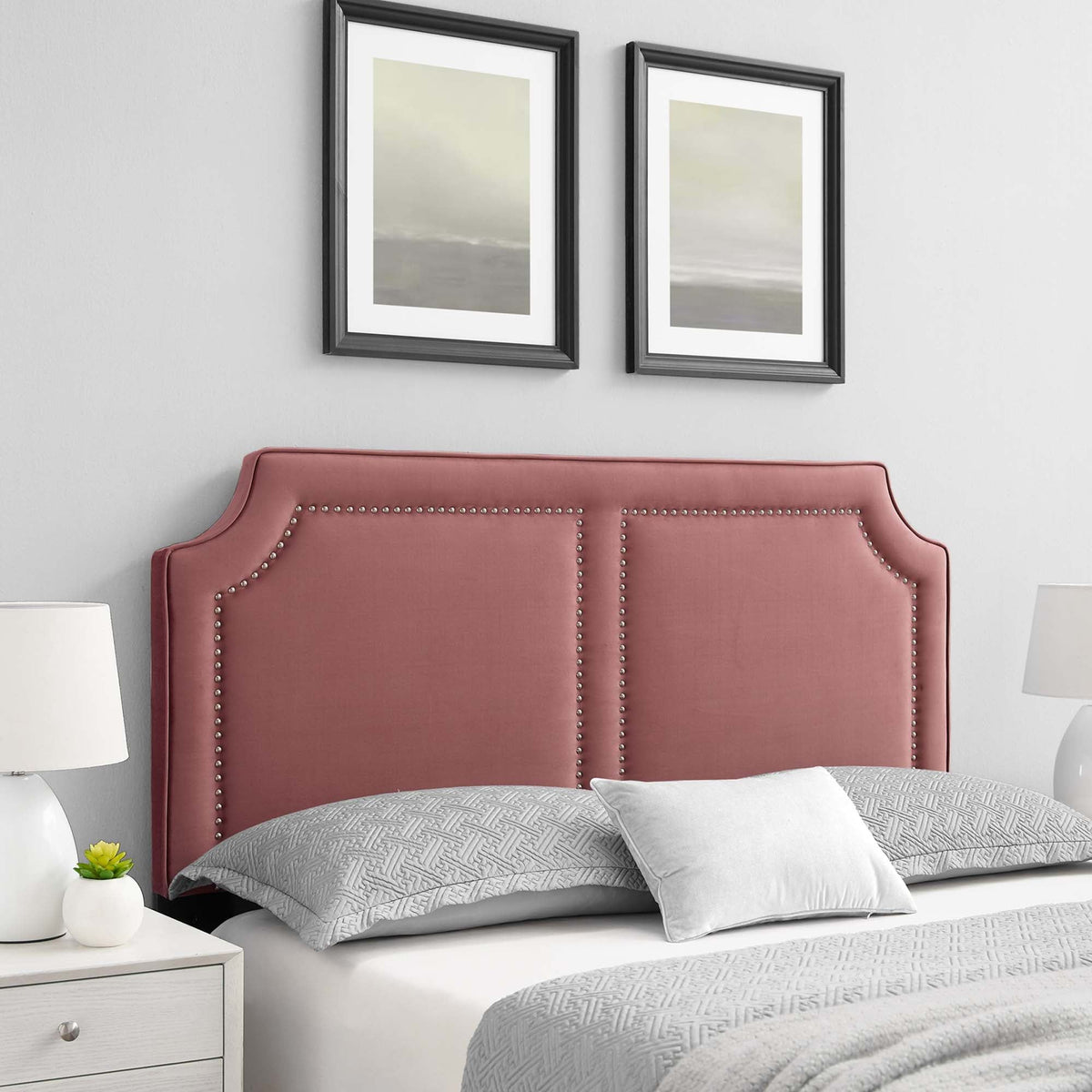 Cynthia Performance Velvet Headboard - King/CA King, Dusty Rose