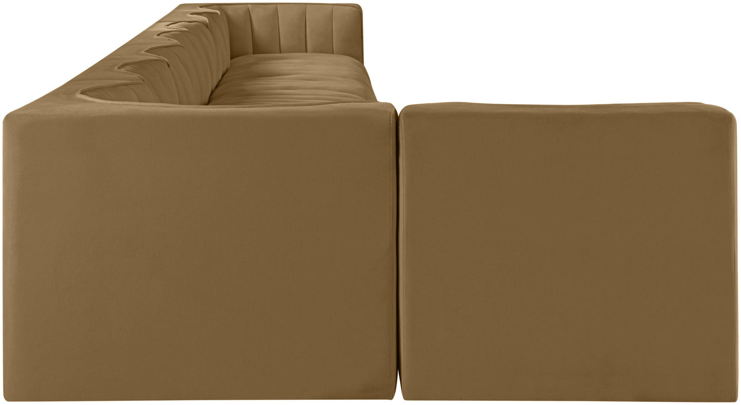 Rummi - Velvet Performance Fabric Upholstered 8 Piece Modular Sectional, L-Shaped (Right)