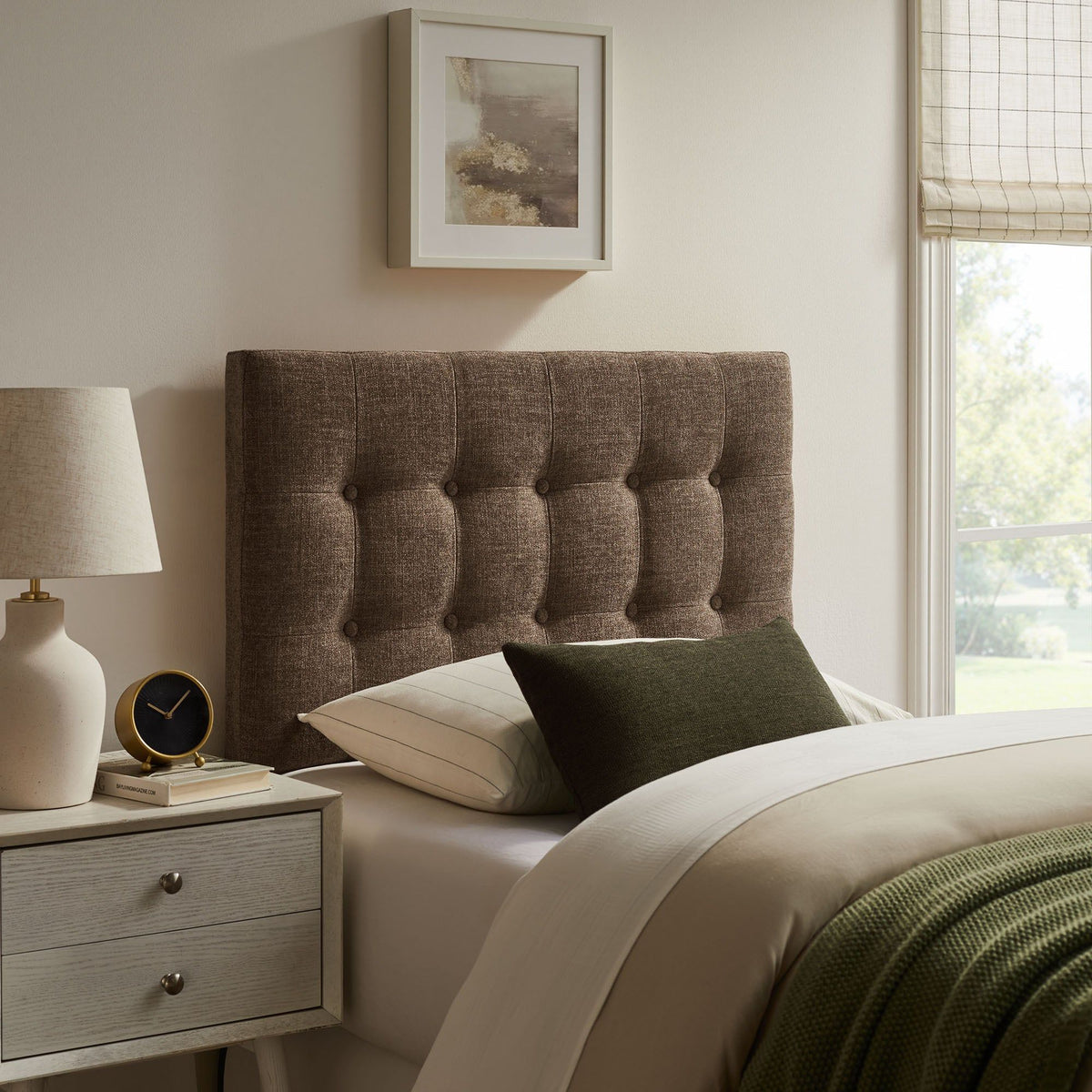 Emily Upholstered Fabric Headboard - Twin, Mocha