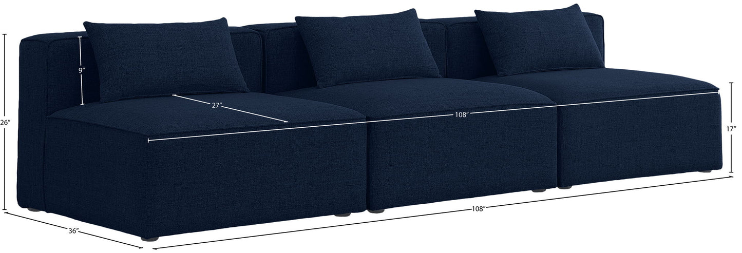 Cube - Linen Modular 3 Seat Armless Sofa