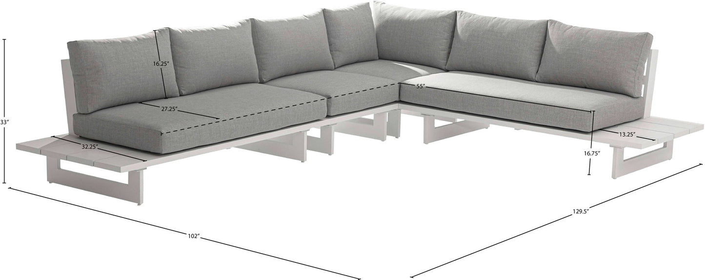 Maldives - 4 Piece Water Resistant Outdoor Patio Modular Sectional With White Base
