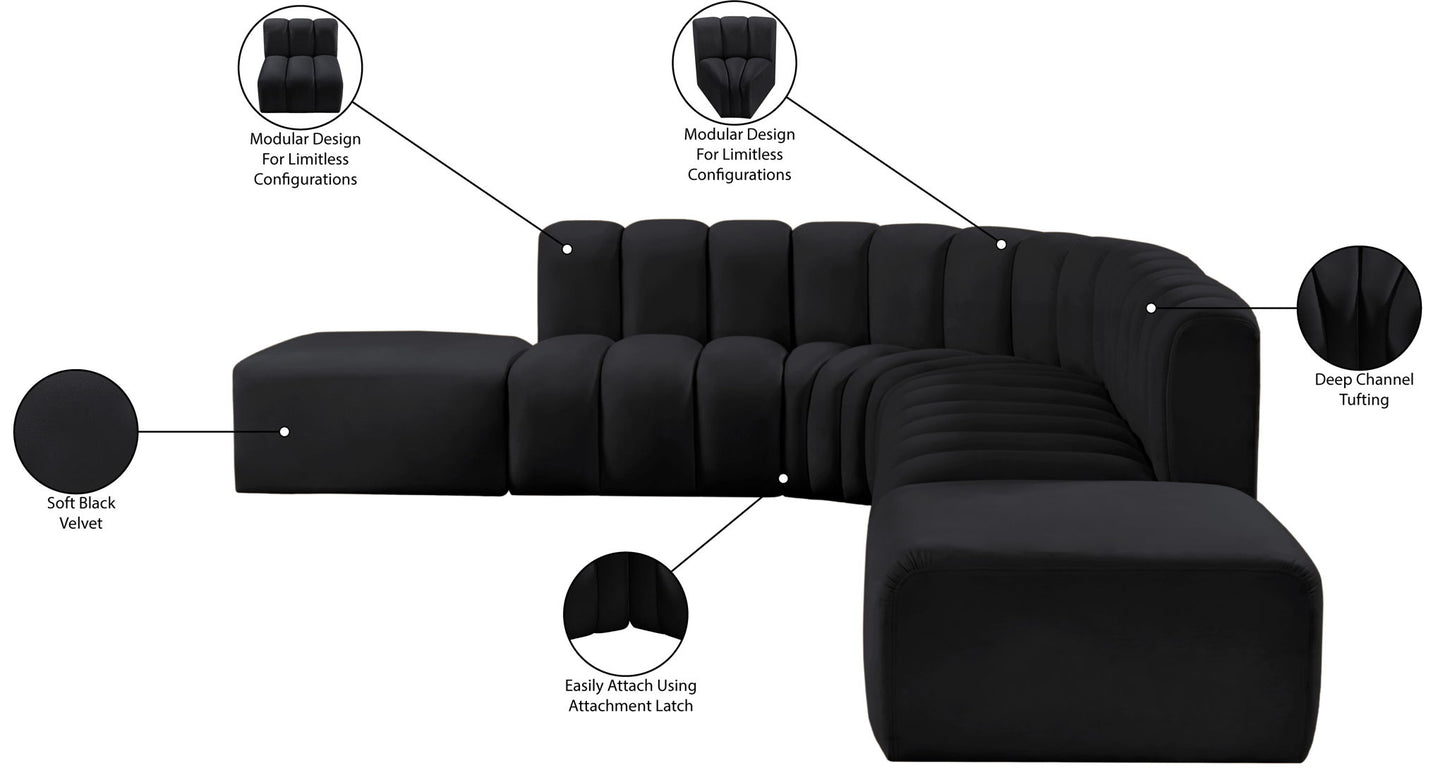 Arc - Velvet 7 Piece Corner Modular Sofa