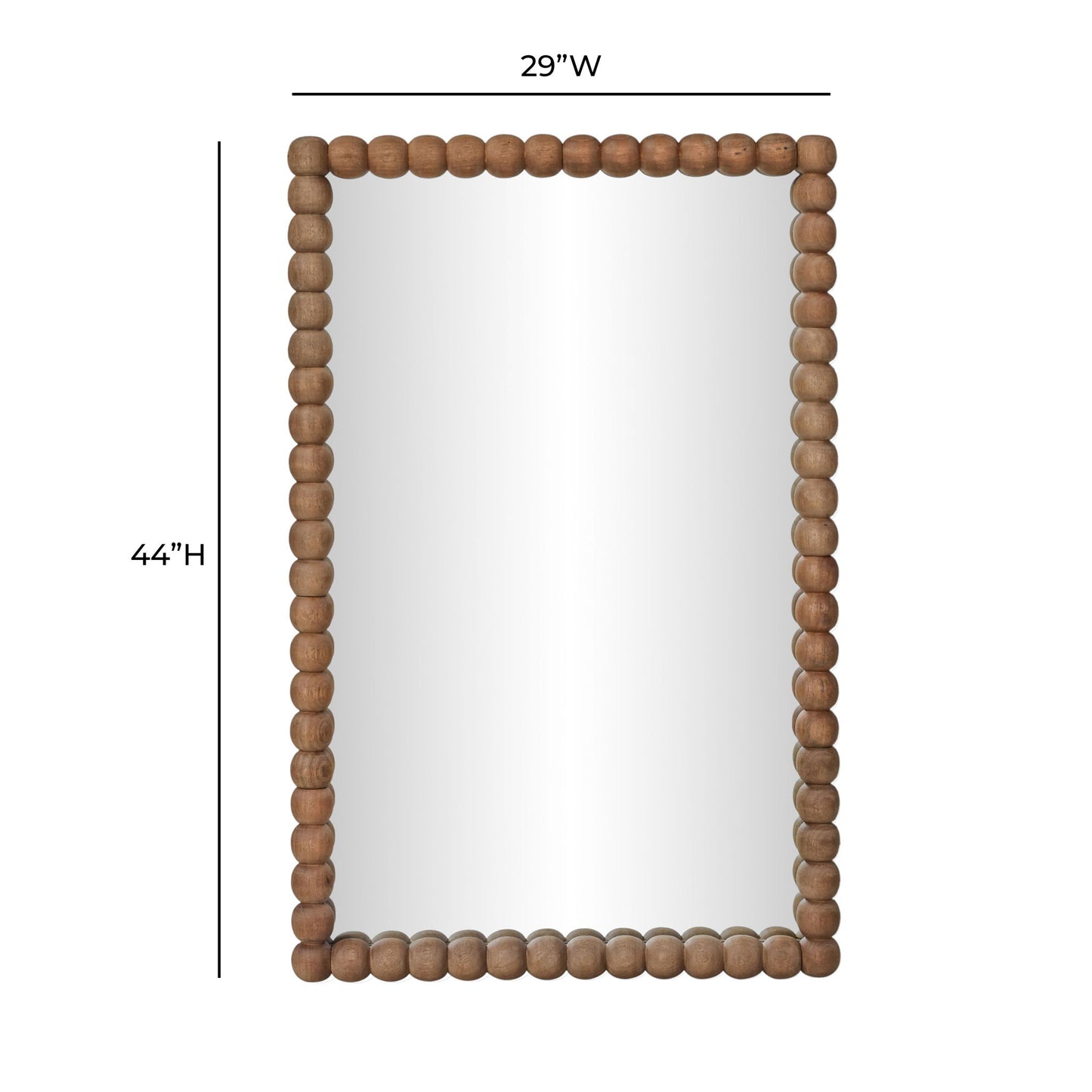 Cheyanne - 29" x 44" Carved Solid Wood Rectangular Wall Mirror - Natural