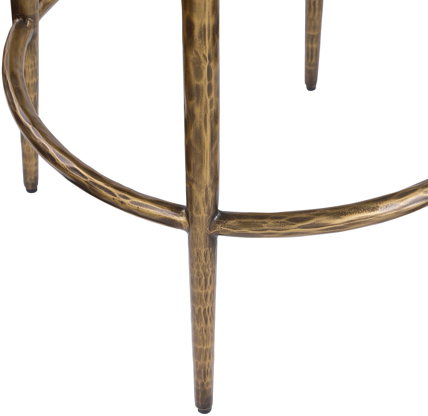 Ferro - Performance Fabric Upholstered Bar Stool - Cream / Antique Brass