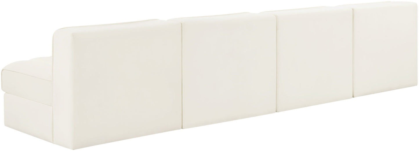 Rummi - Armless Velvet Performance Fabric Upholstered 4 Piece Modular Sofa