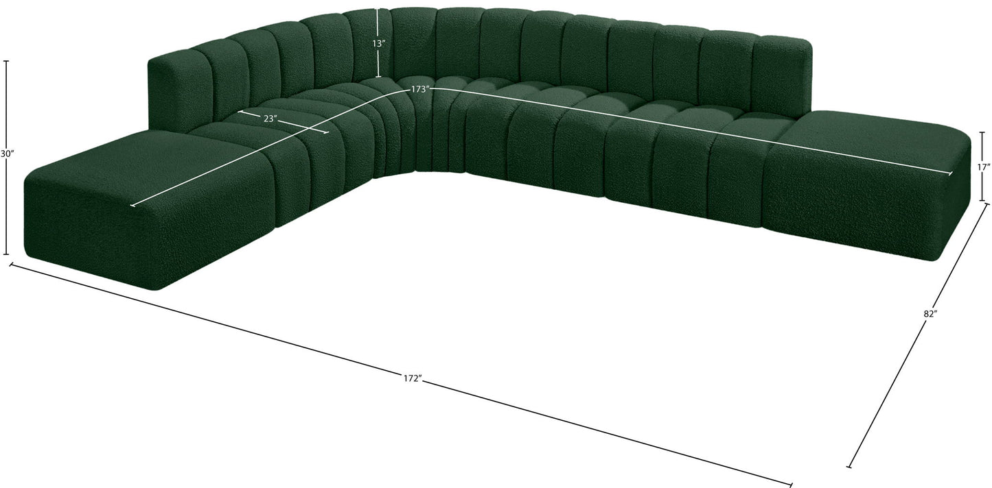 Arc - Boucle Fabric 7 Piece Corner Modular Sofa