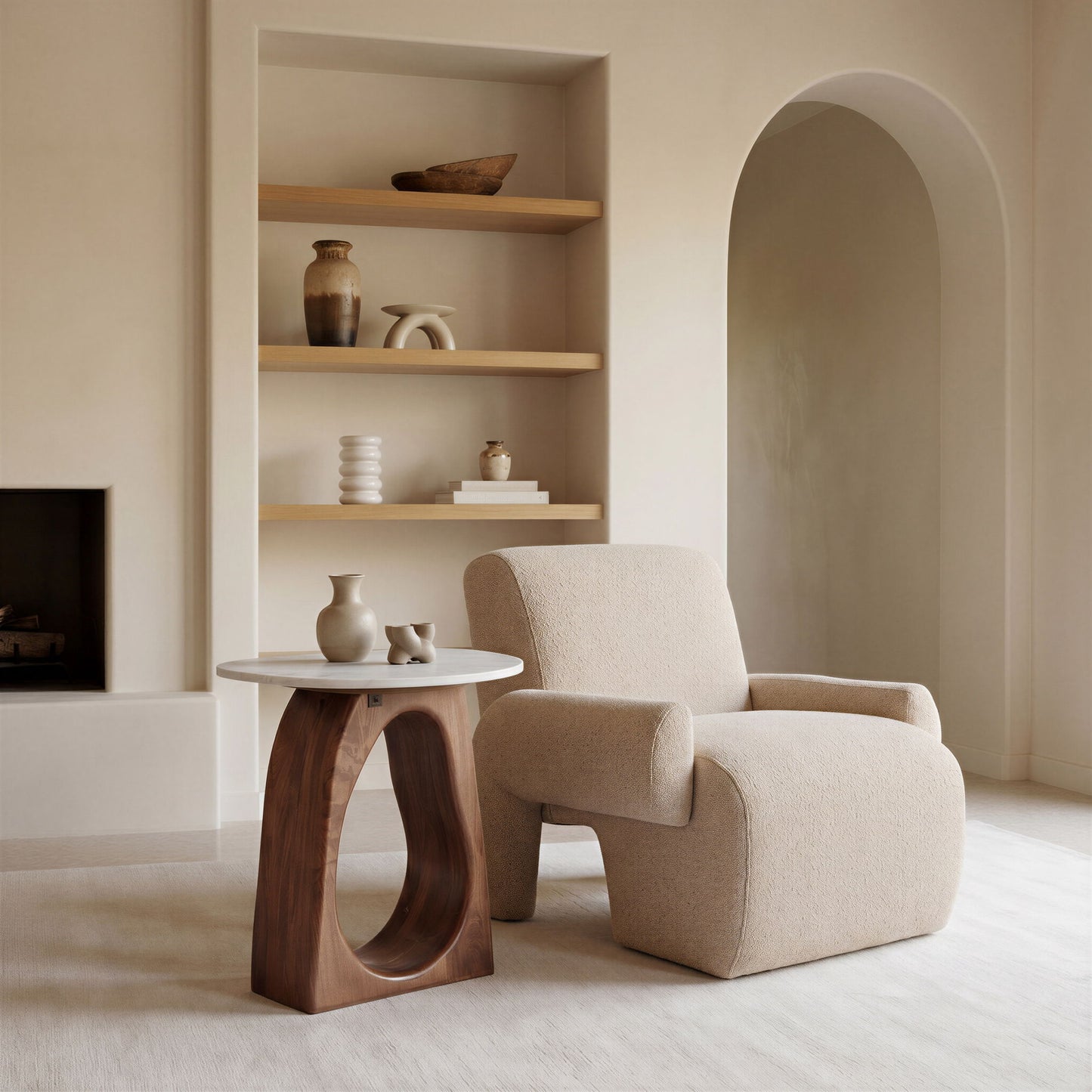 Vara - Side Table - White / Walnut