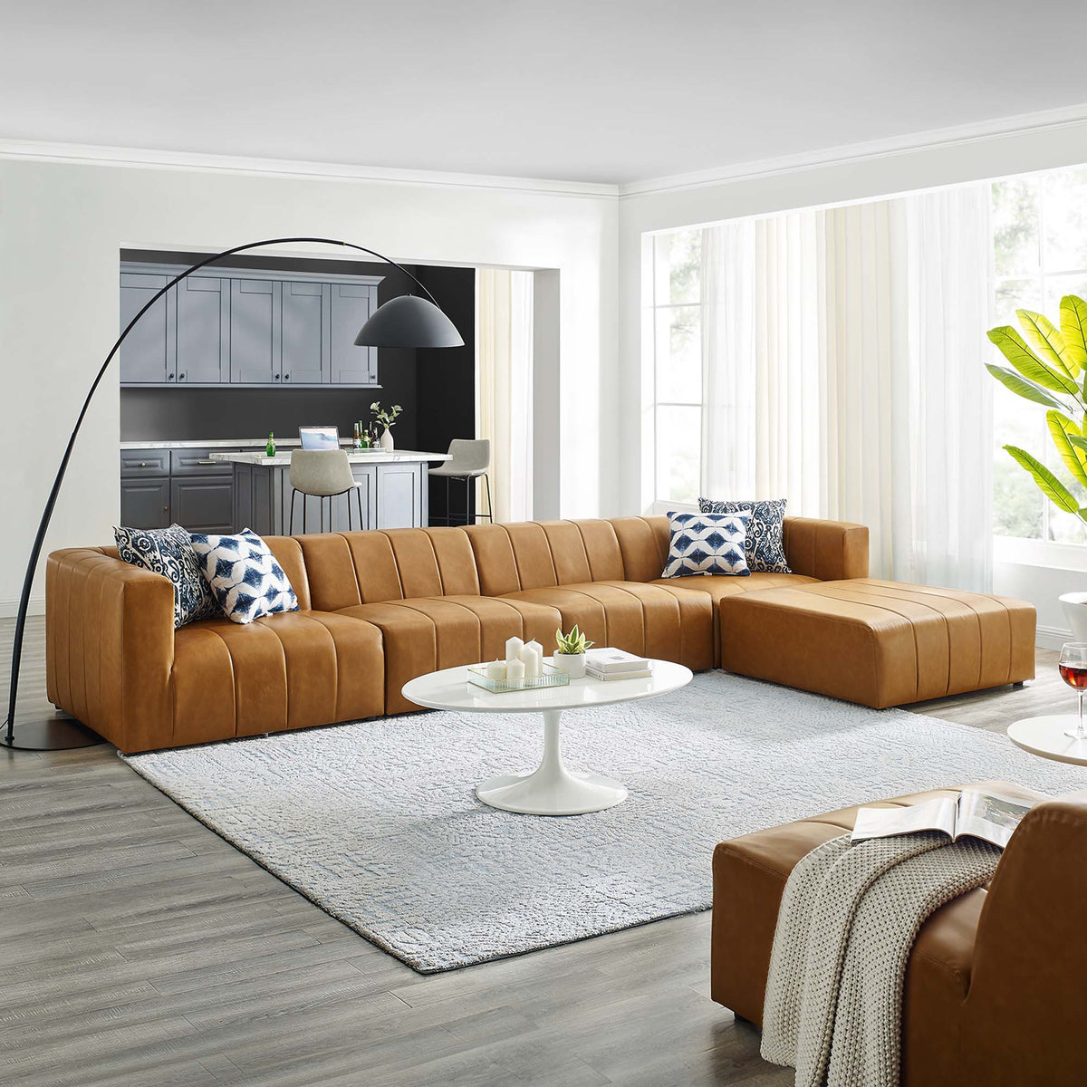 Bartlett Vegan Leather 5-Piece Sectional Sofa - Tan