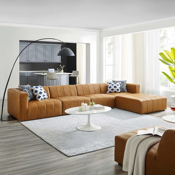 Bartlett Vegan Leather 5-Piece Sectional Sofa - Tan