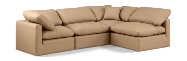 Indulge - Faux Leather 4 Piece Modular Sectional - Tan