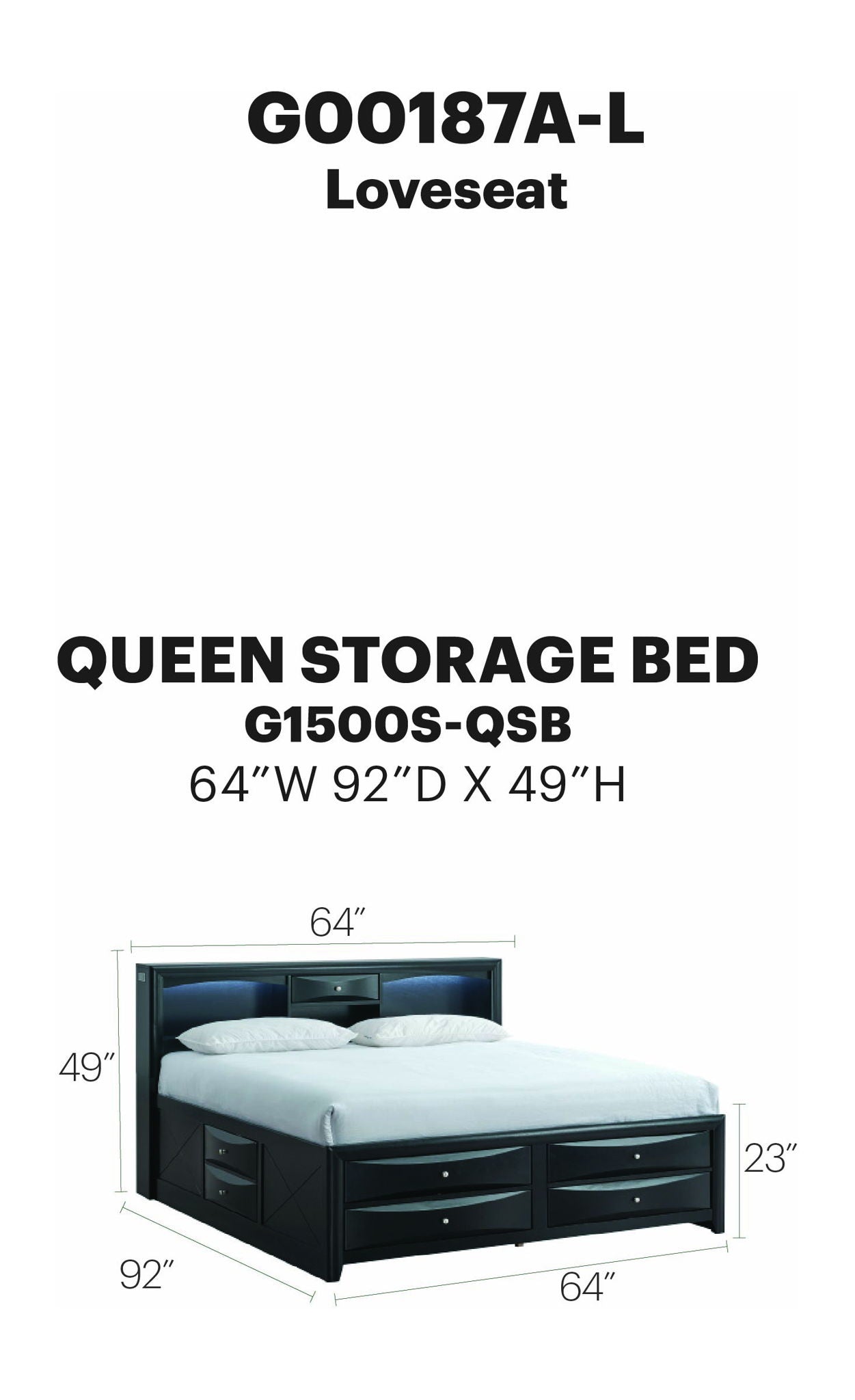 Glory Furniture - Marilla - Storage Bed With Lighting