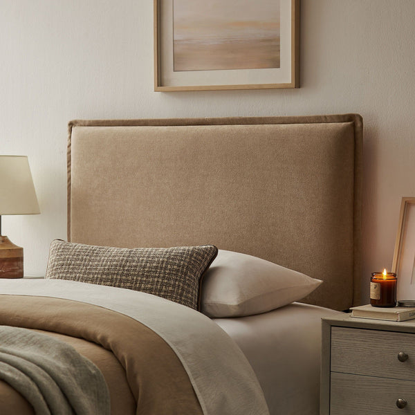 Camille Upholstered Linen Blend Headboard - Twin, Almond