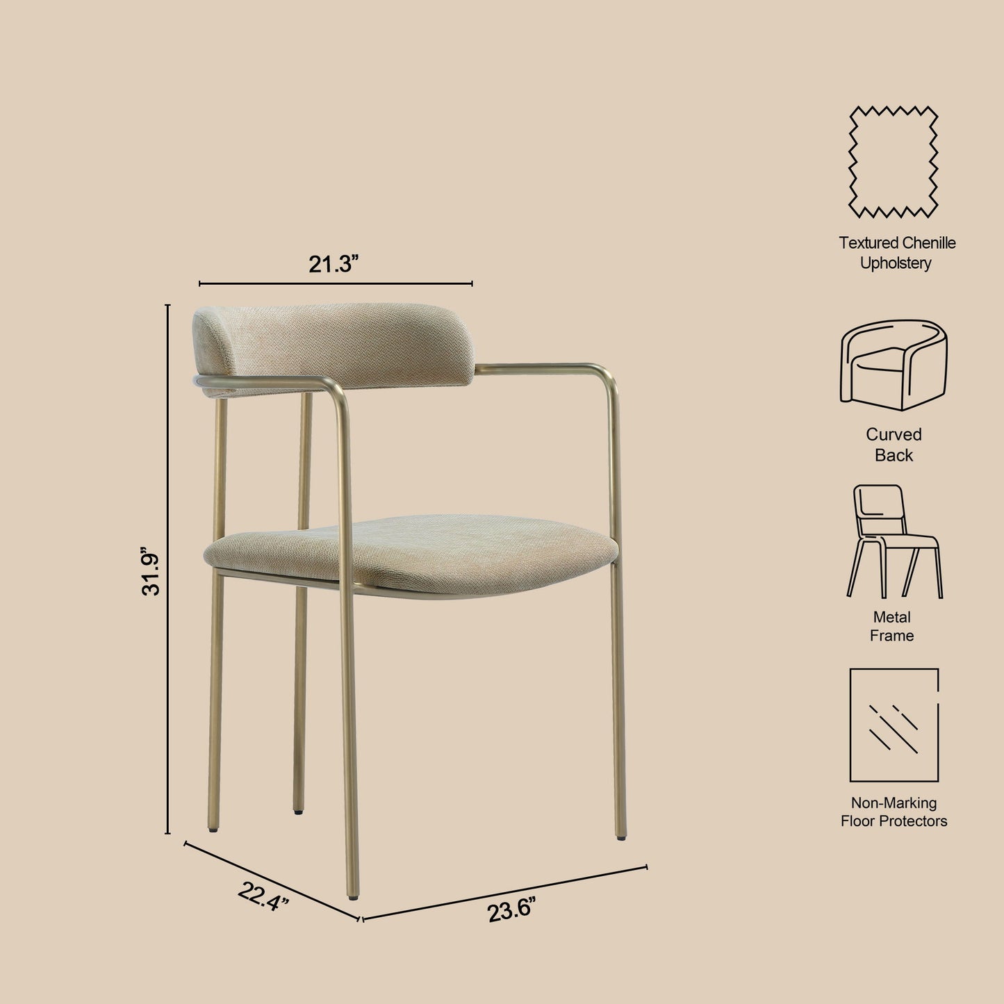 Manhattan Serene - Metal Upholstered Dining Chair