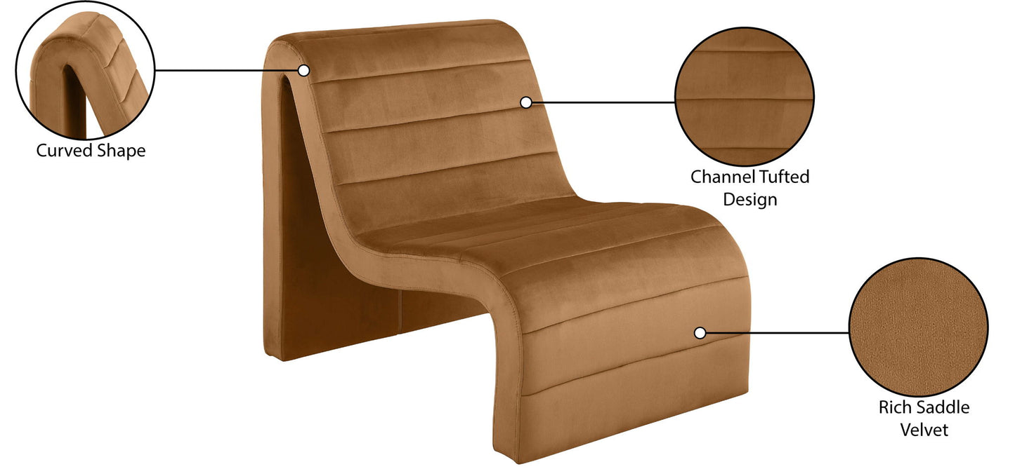 Ivy - Velvet Accent Chair - Saddle