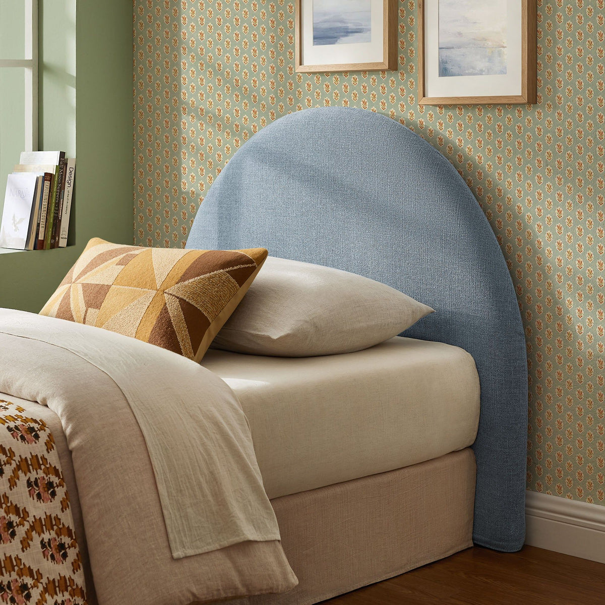 Modway Resort Queen Woven Upholstered Fabric Arched Headboard - Twin, Sky