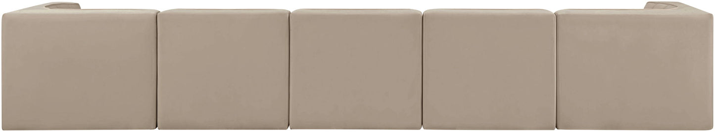 Rummi - Velvet Performance Fabric Upholstered 5 Piece Modular Sofa