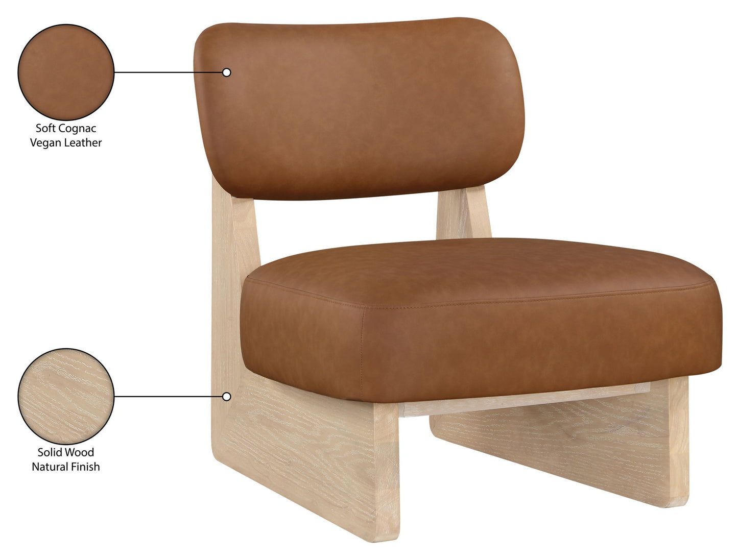 Vetra - Vegan Leather Upholstered Accent Chair With Natural Base