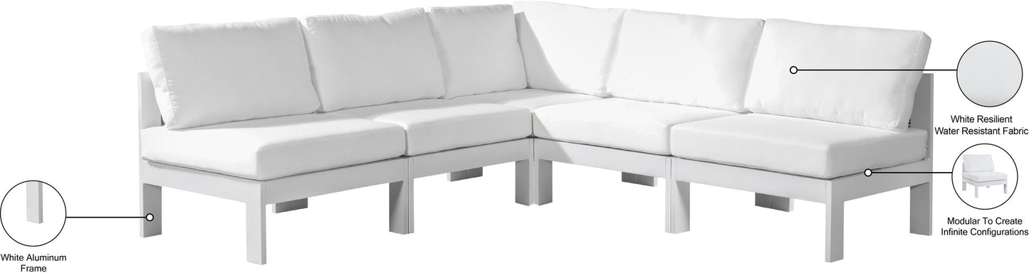 Nizuc - Outdoor Patio 5 Piece Modular Sectional With White Frame