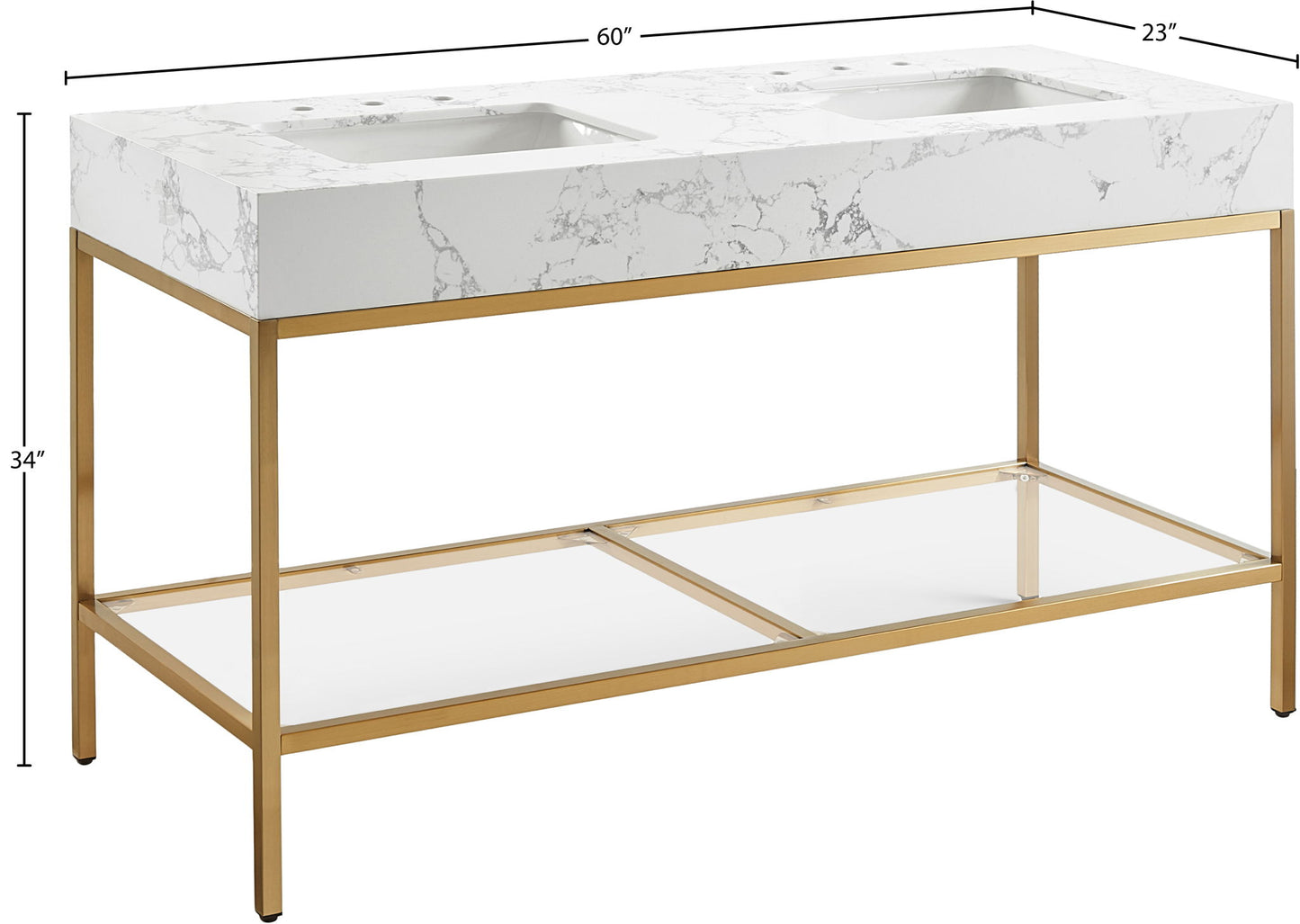Marmo - Engineered Marble Bathroom Vanity With Gold Base