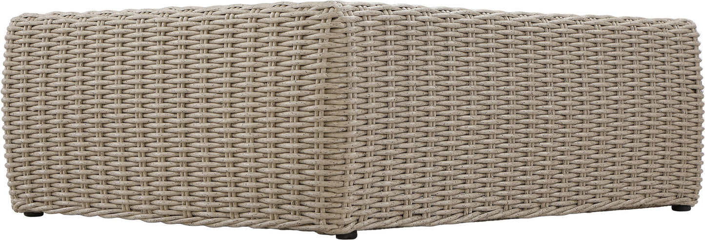 Seacrest - Teak Wood And Wicker Outdoor Patio Coffee Table