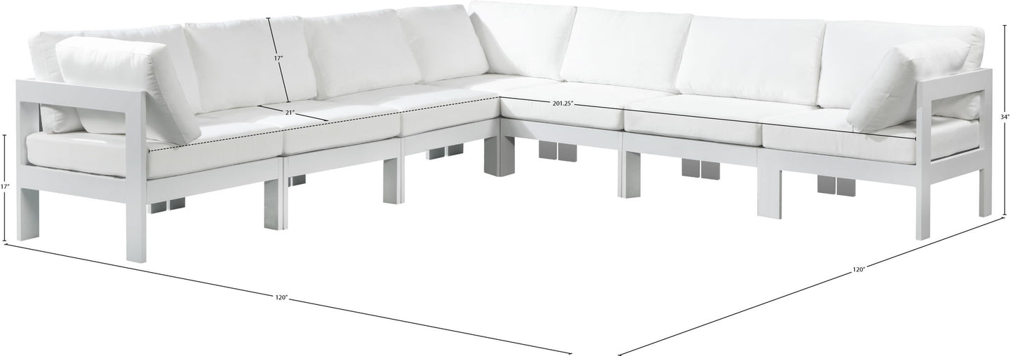 Nizuc - Outdoor Patio 7 Piece Modular Sectional With White Frame
